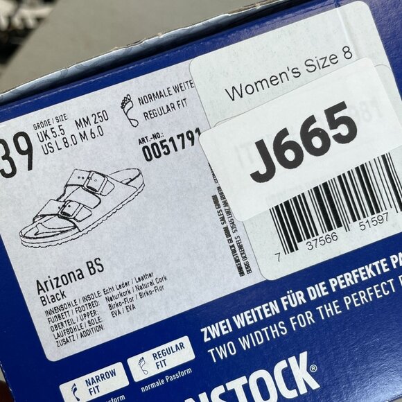 NEW Birkenstock Arizona Oiled Leather Black Cork Slide Sandals Women's Size 8US/ - Picture 11 of 11